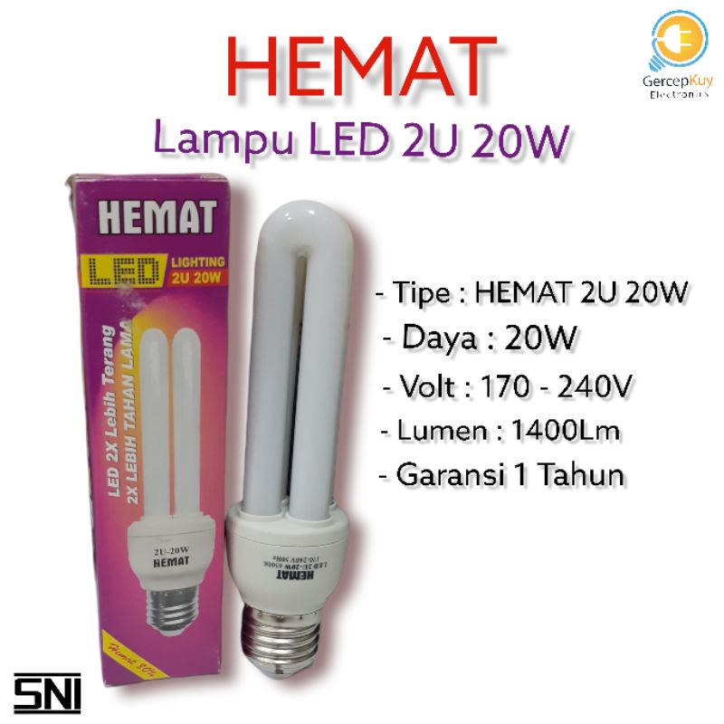 Lampu PLC LED Hemat 2U 20W E27