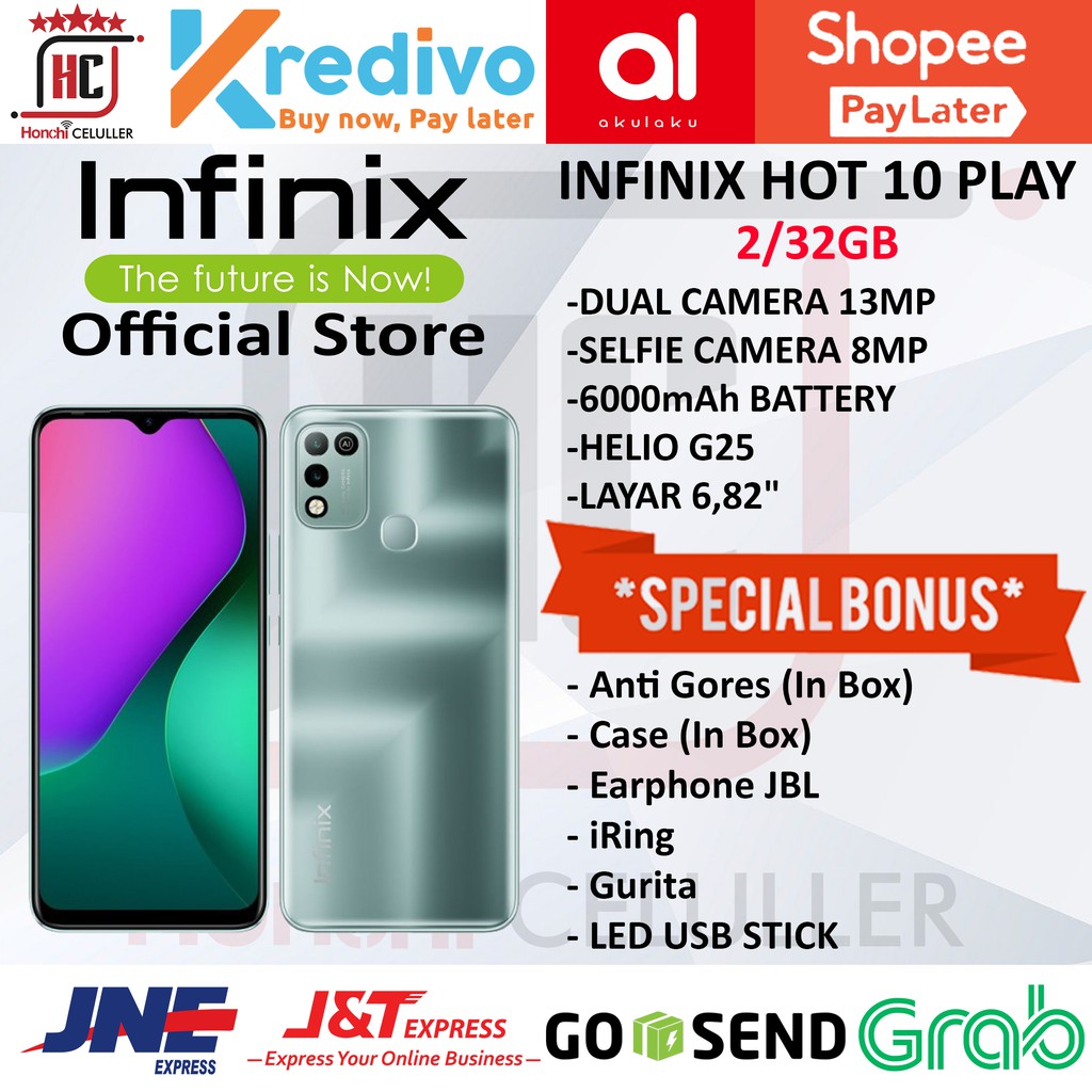 INFINIX HOT 10 PLAY RAM 2GB ROM 32GB 2/32GB GARANSI RESMI INFINIX INDONESIA