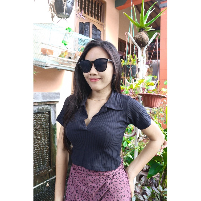 ￼Keyla top BAHAN RIB PREMIUM // POLO TOP BASIC // TOP V KERAH RIB TERBARU // V KERAH RIB LOLA