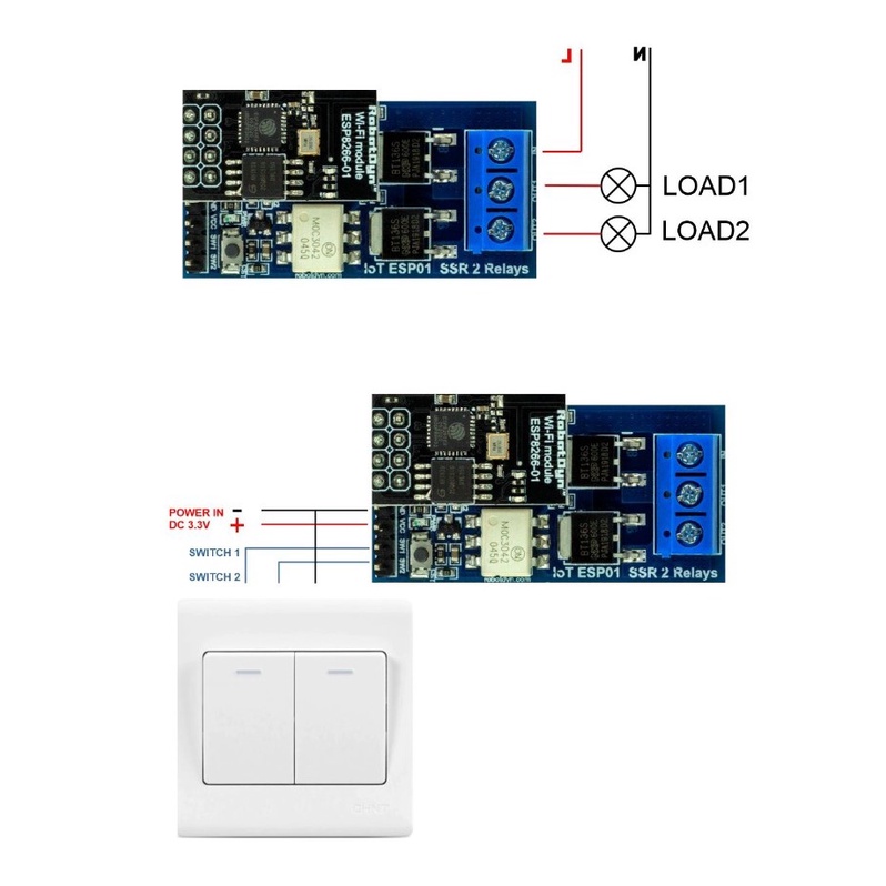 RobotDyn Relay SSR Wifi IoT ESP01 SSR Relay Module AC 4A-600V (NO ESP)