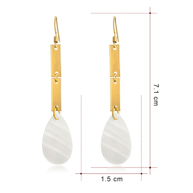 LRC Anting Tusuk Fashion Real Gold Alloy Shell Drop Earrings F79762