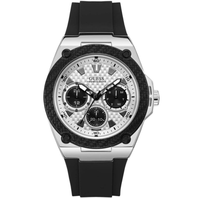 Guess Legacy Black Rubber Watch Original - W1049G3 - Jam Tangan Pria