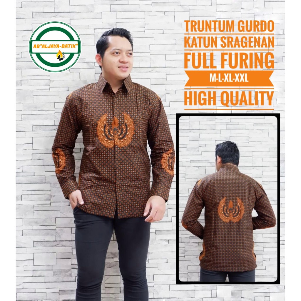 TRUNTUM GURDO ALJAYA BAJU KEMEJA BATIK PRIA SOLO LENGAN PANJANG PENDEK LAPIS FURING ATASAN PREMIUM MODERN KATUN  HALUS KEKINIAN BAUREKSO NAVY PARIKESIT MAROON SUNGUT PUTIH SISIK SOGAN OPO UNGU SUNGUT MERAH PARANG SINAR LAKESWARA AJI MERAH ANGSA KEMBAR