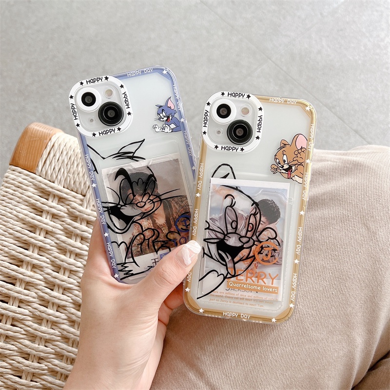 Soft Case Pelindung Lensa Transparan Desain Kucing Dan Tikus Untuk iPhone 12 13 Pro MAX 11 X XR XS MAX 7 8 Plus