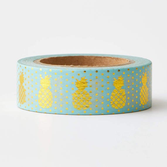 

PINEAPPLE GOLD FOIL MINT GREEN WASHI TAPE - SELOTIP DEKORASI NANAS