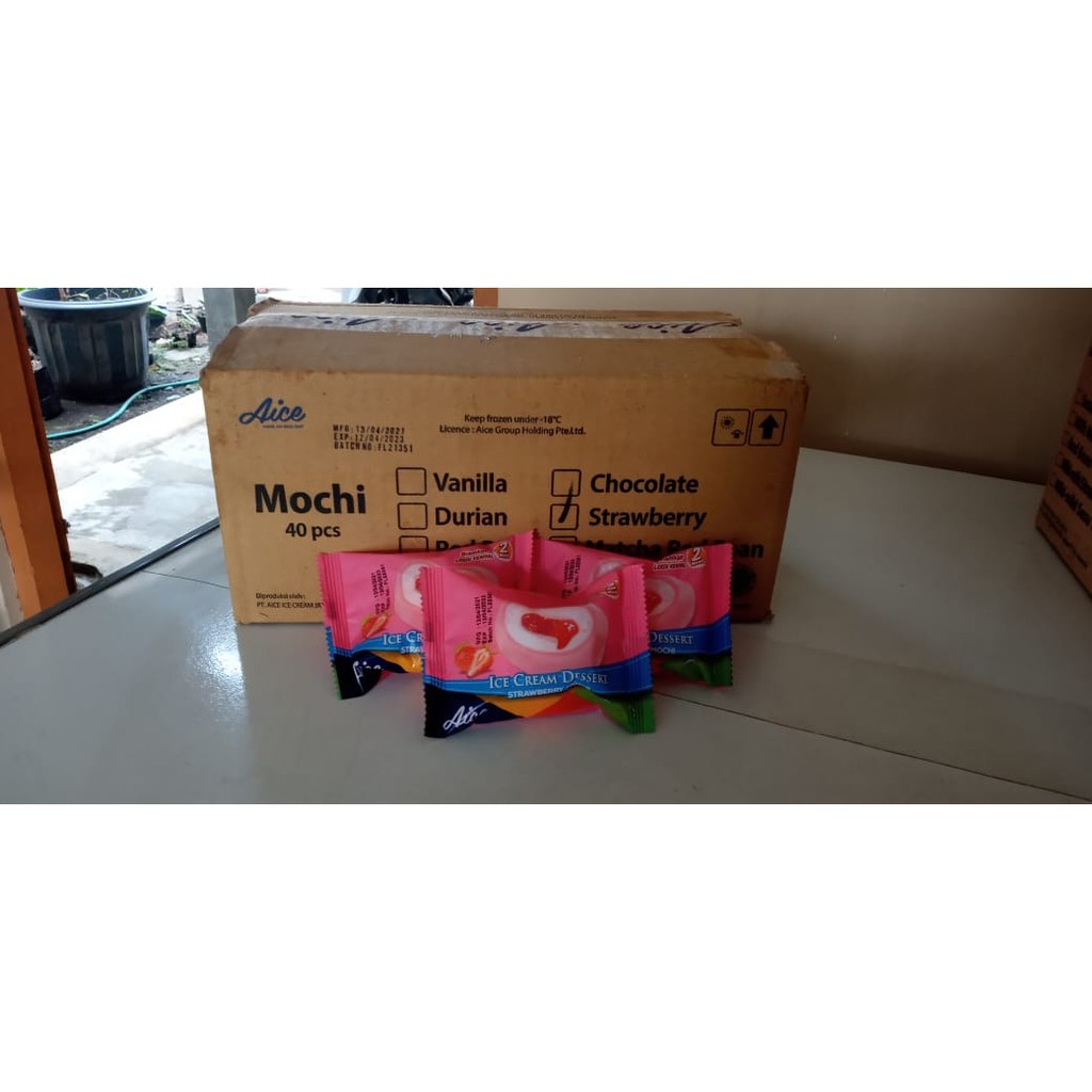 Es Krim Aice Mochi Strawberry isi 40 / Ice Cream Aice moci strawberi 1dus 3000an