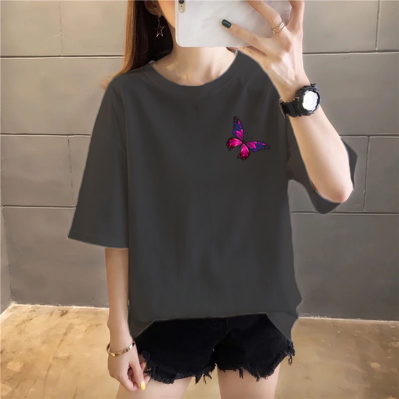 kaos butterfly violet / kaos wanita / kaos KATUN 24S