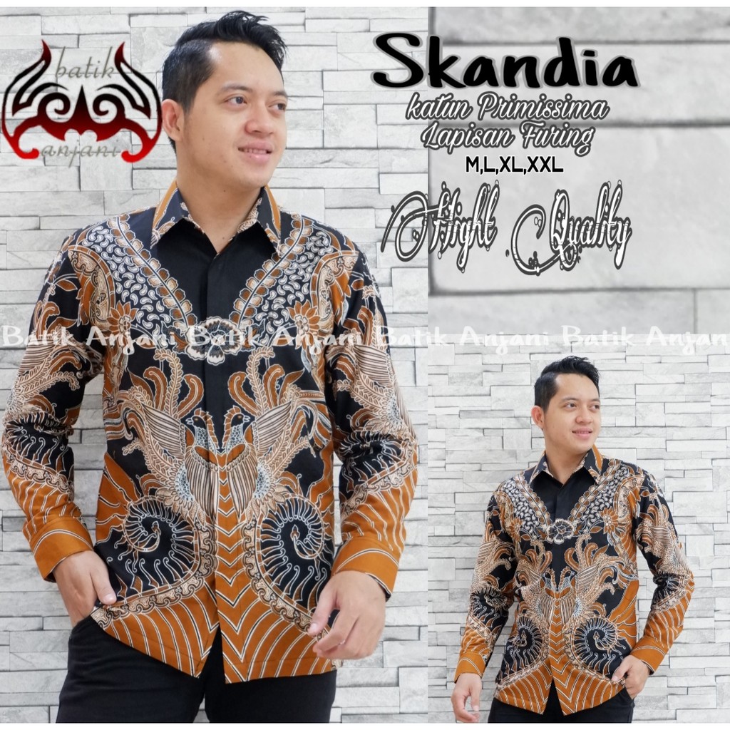 SKANDIA Kemeja Batik Pria Full Furing Bahan Katun Primisima