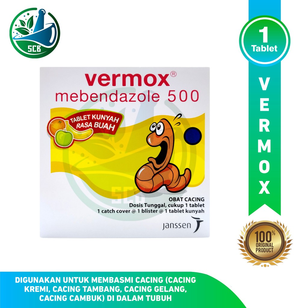 Vermox Mebendazole 500 - Obat Cacing