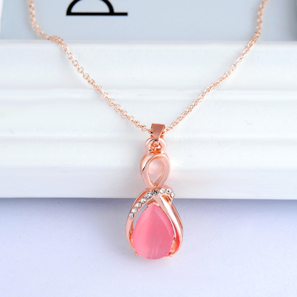 Hu Hu Hu Hu Hu Alat Bantu Pasang Kacamata♡ Kalung Rantai Dengan Liontin Bentuk Tetesan Air Opal Aksen Berlian Imitasi Untuk Wanita