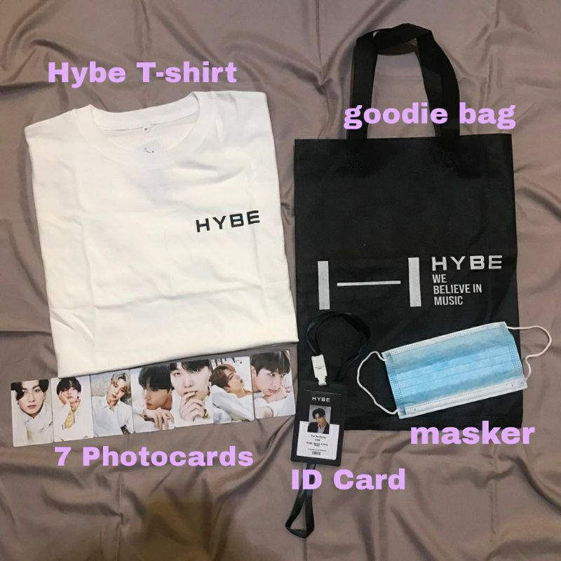 [COD] PAKET HEMAT FANKIT BTS HYBE T-SHIRT/KAOS GOODIE BAG PHOTOCARD ID STAFF BIGHIT