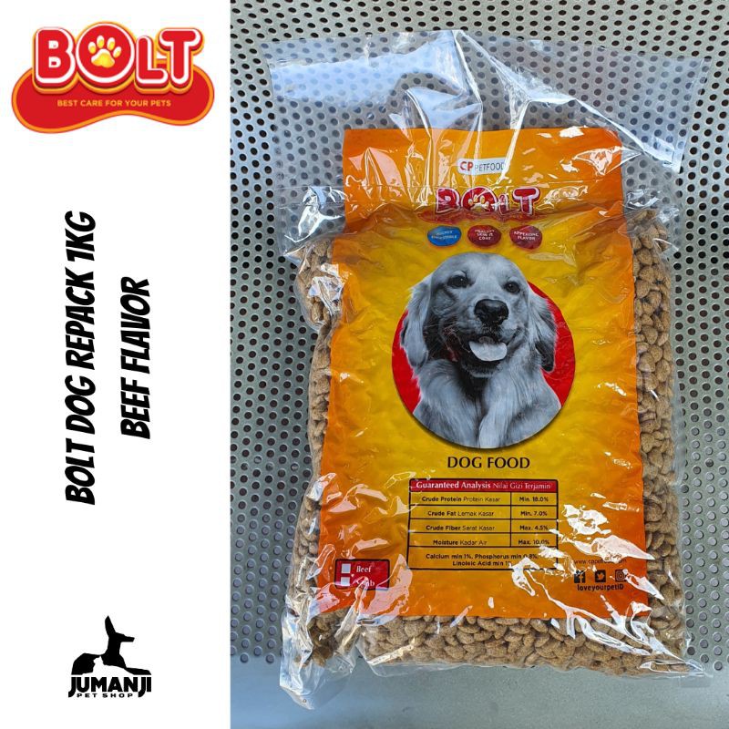 Bolt Dog 1kg Beef - Makanan Anjing Bolt Segitiga / Bulat