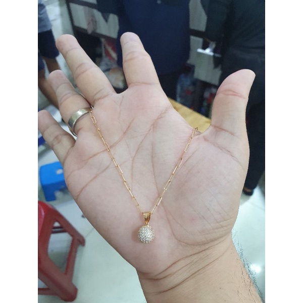 kalung paperclip emas berliontin bola mpp