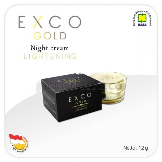 EXCO GOLD Night Cream Lightening
- krim malam herbal alami, mencerahkan wajah