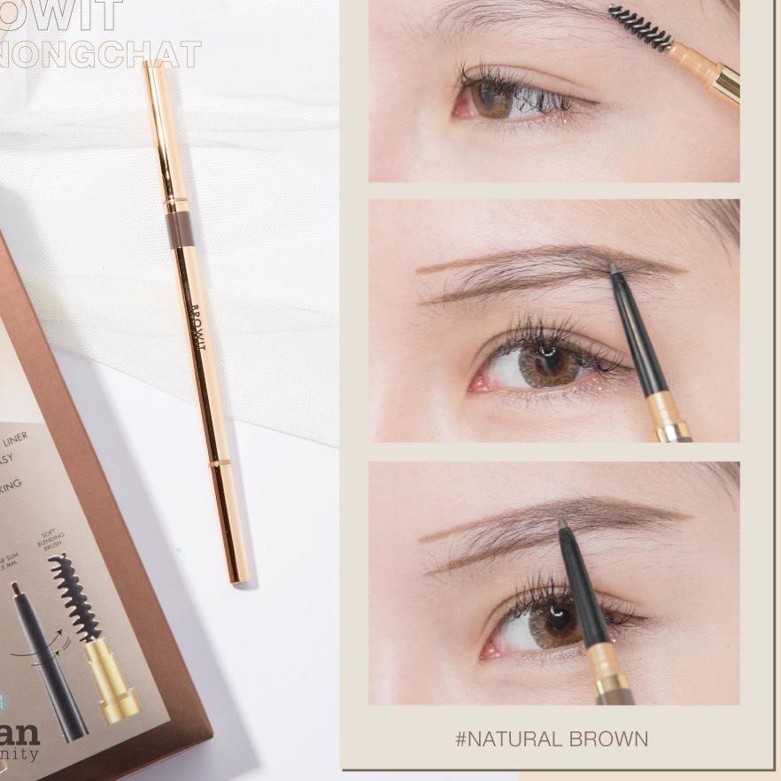 Browit Pro Slim Brow Pencil By Nongchat | Pensil Alis by Nongchat Eyebrow Pencil