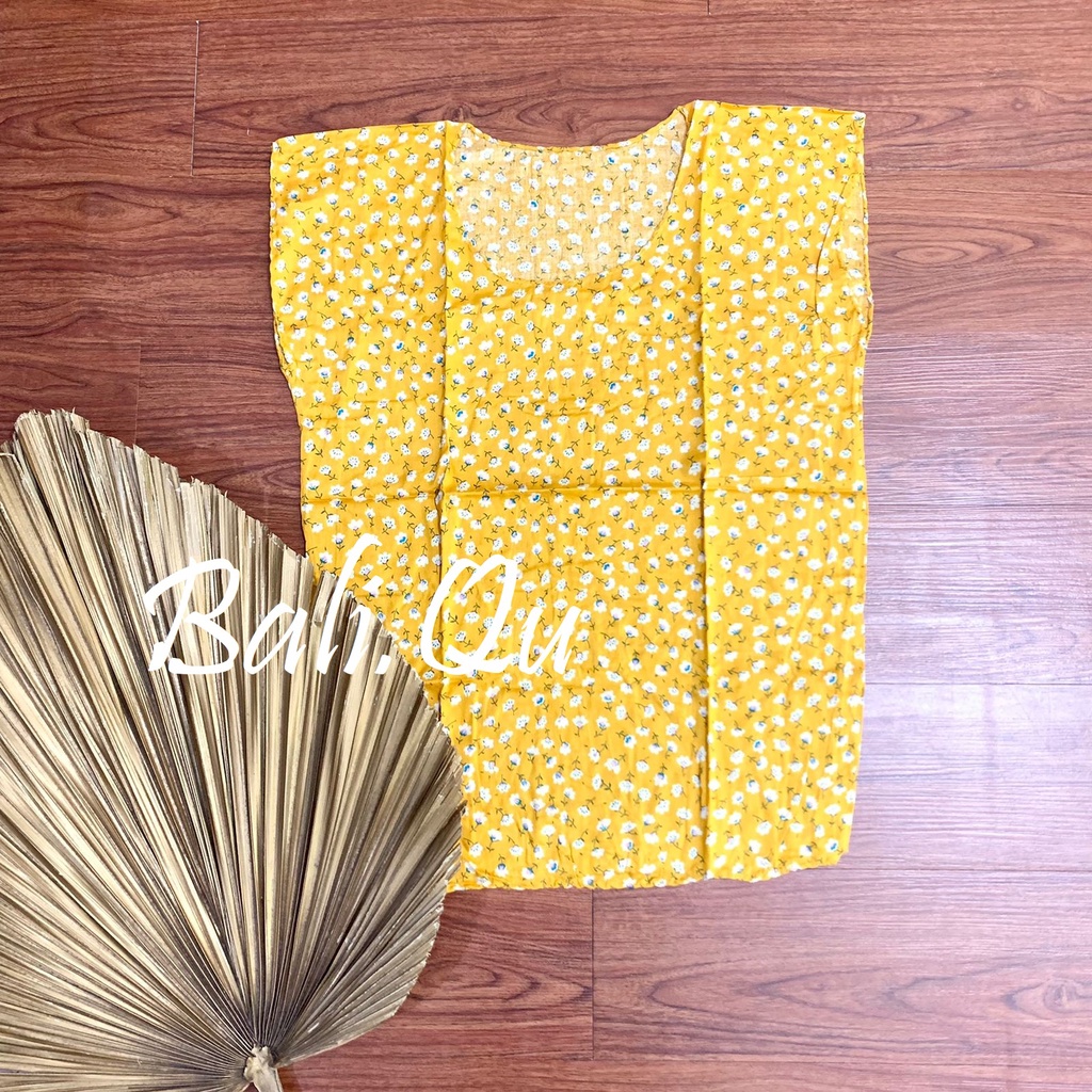 Baju Atasan XL Rayon Motif Bali-MUSTARD TULIP