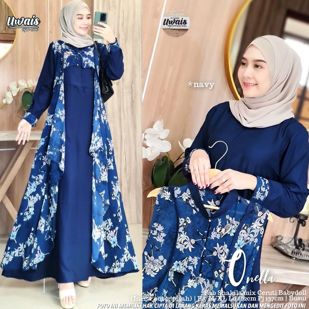 (SIAP KIRIM) onela dress one set outer dan inner by uwais