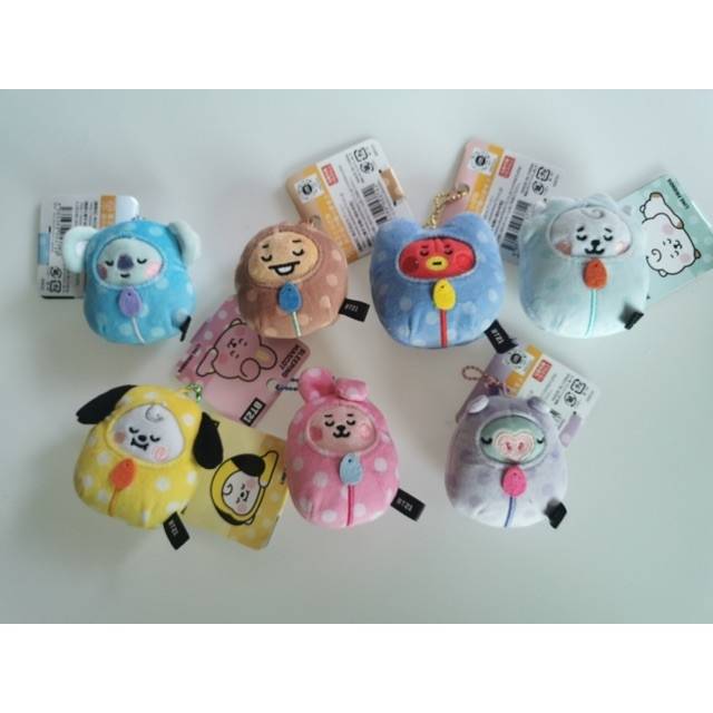Japan OFFICIAL BT21 pajamas Doll Baby Pendant Keychain