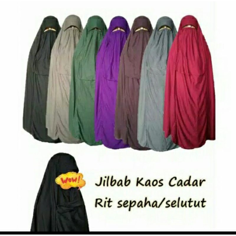 Jilbab kaos tebal cadar rit size jumbo
