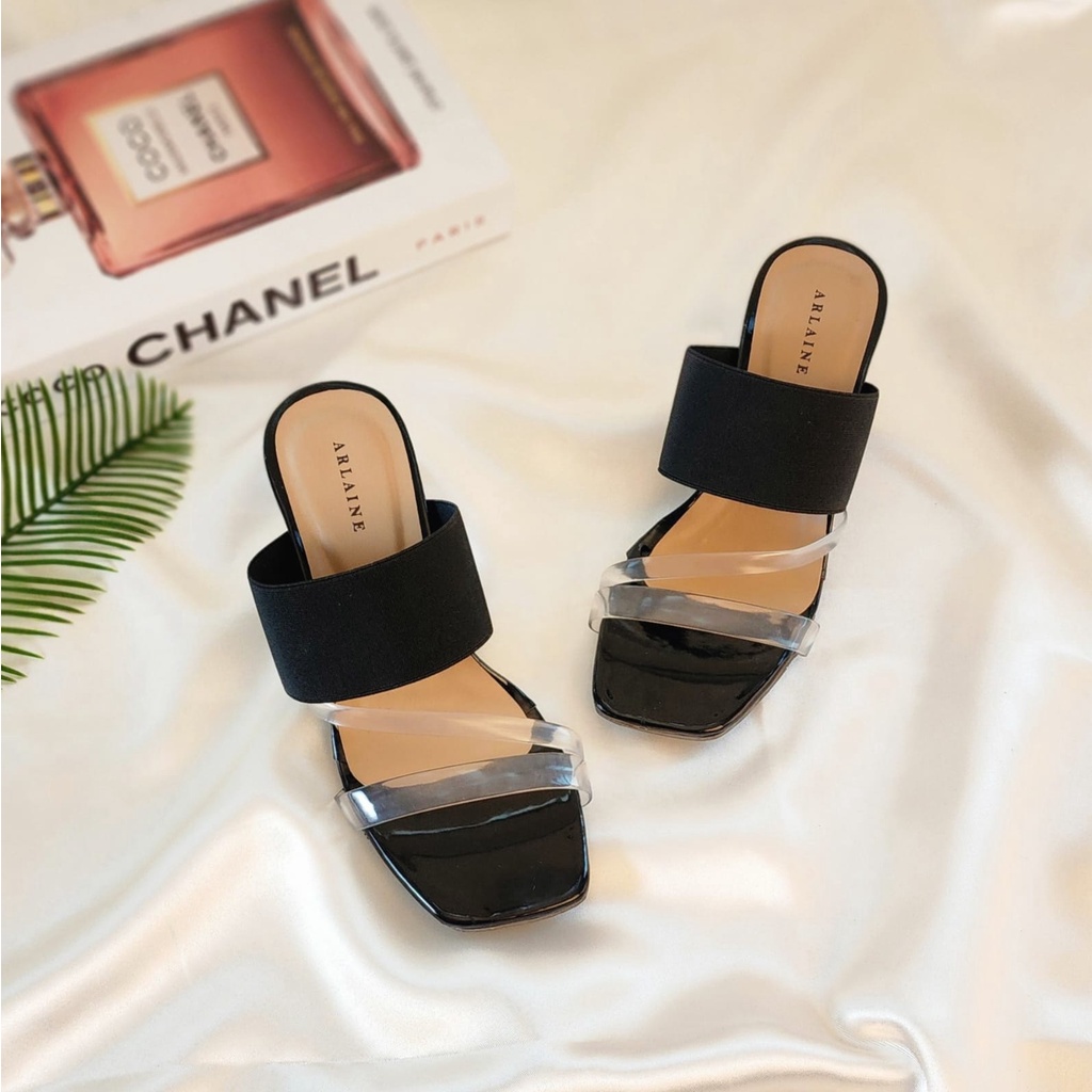 Arlaine- Kristal Heels Kaca / Sandal Heels Wanita / Heels Jelly / Heels Transparan / Couple Ibu dan Anak Perempuan