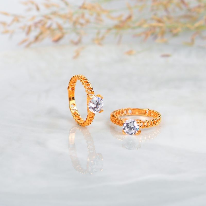 Cincin Emas Solitaire Setengah Rantai 8K - Toko Emas Gadjah