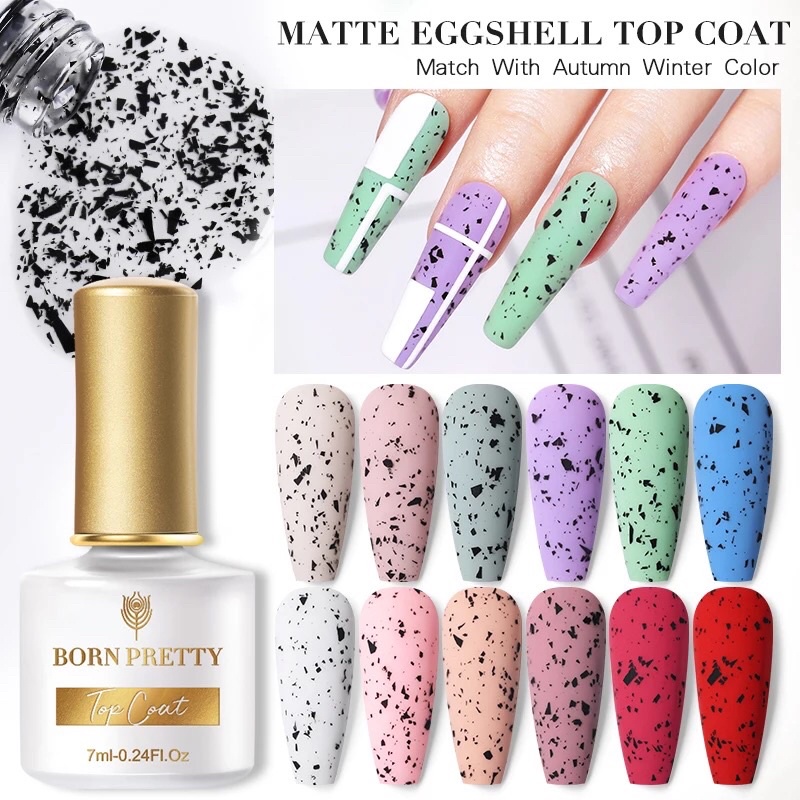 BORN PRETTY 7ml Matte Eggshell Top Coat Nail Soak Off Uv Led Nail Art Matte Top Coat Gel