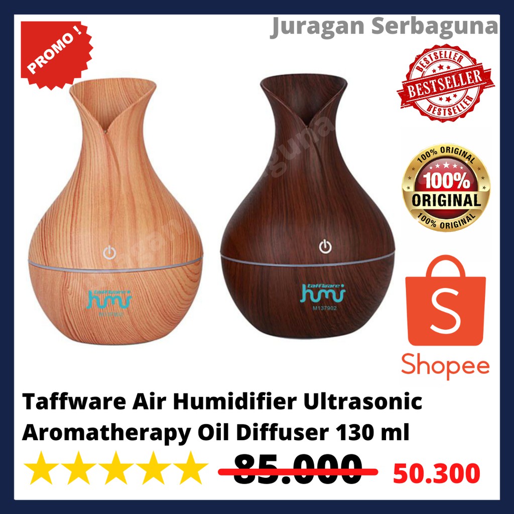 Taffware Air Humidifier Ultrasonic Aromatherapy Oil Diffuser 130ml - HUMI M137902 - Wooden