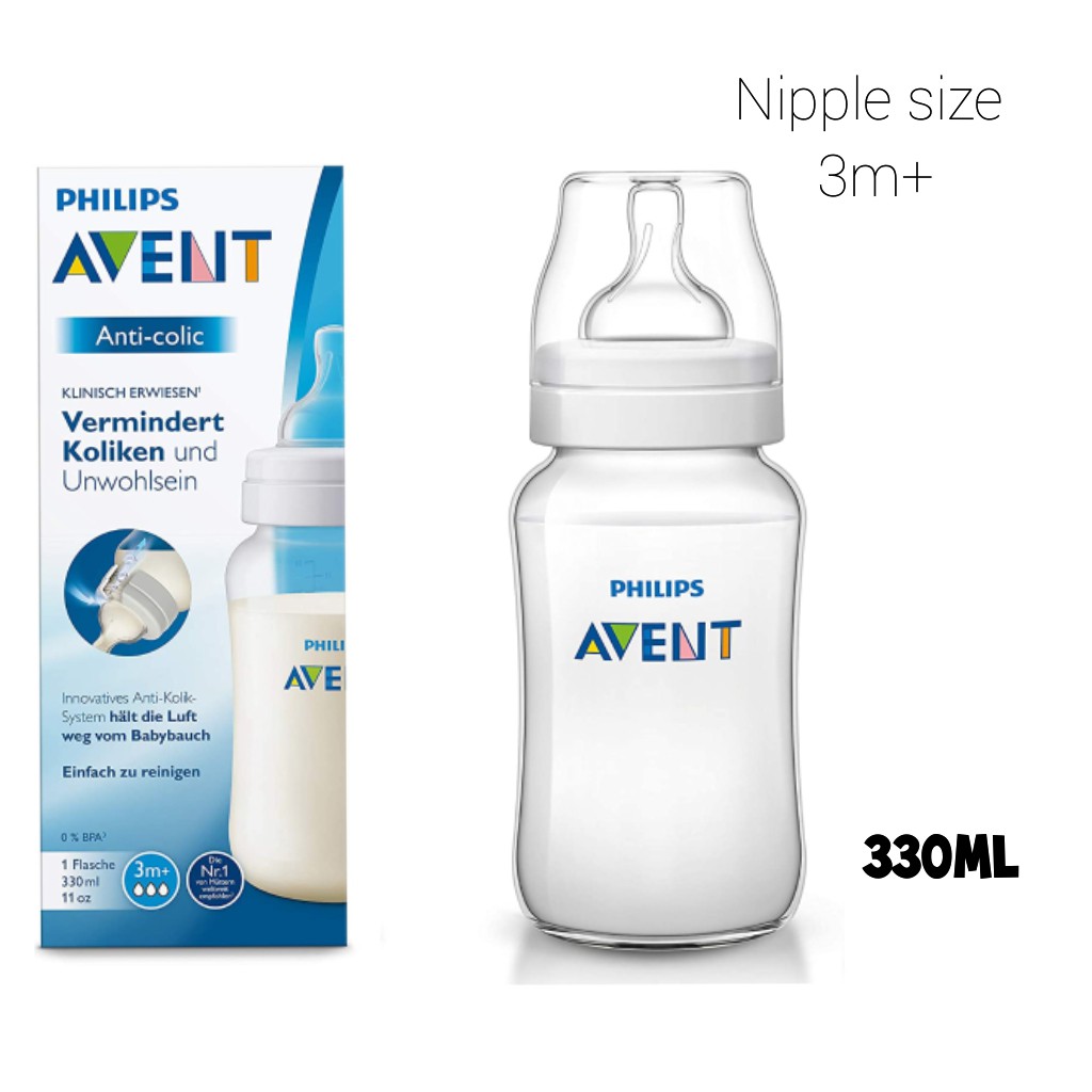 Botol Avent 330ml Natural Nipple 6m+ Philips Avent Natural Bottle Classic Bottle 330 ml / Botol Susu Avent besar