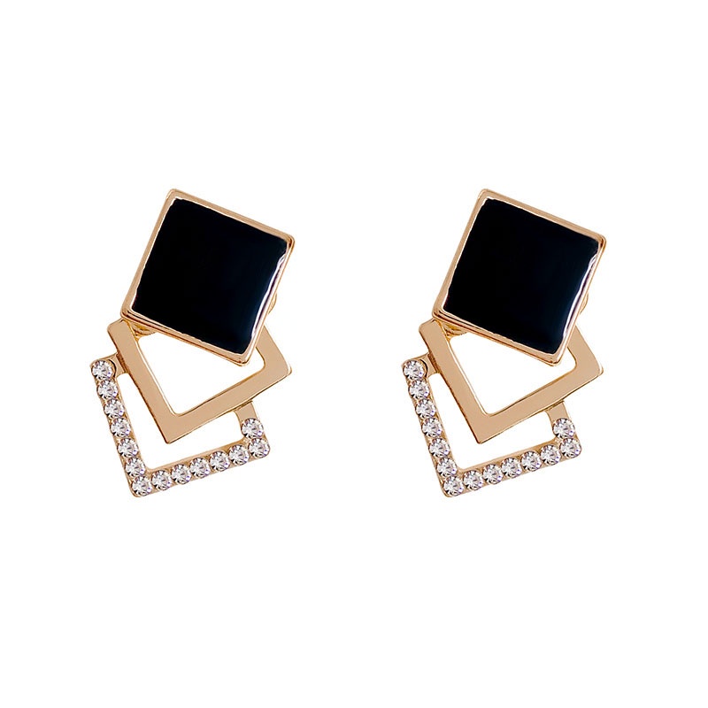 Black Style 925 Silver Gold Plated Earrings Ear Studs for Lady Girls