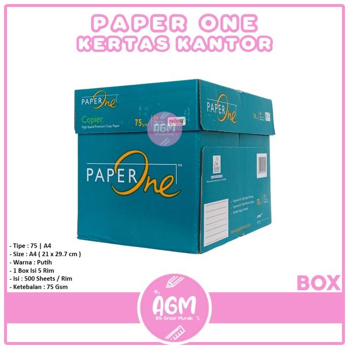 

Paper One HVS A4 75 Gsm - Kertas Foto Copy - [ BOX ]