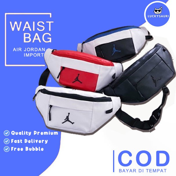 WAISTBAG SLINGBAG TAS SELEMPANG PRIA WANITA IMPORT NIKE AIR JORDAN KULIT PU PREMIUM BRANDED TERBARU