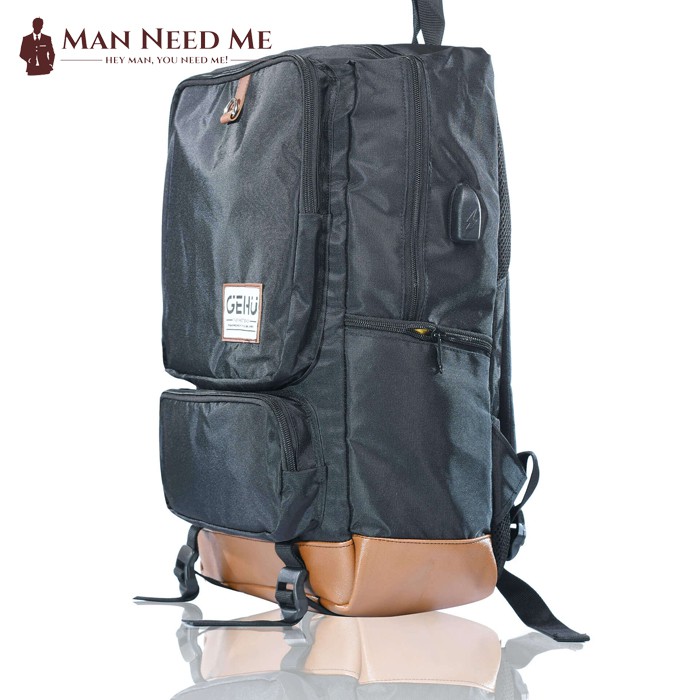 Tas Ransel Pria/Cowo Tas Backpack (Bahan Cordura) Hitam FREE RAINCOVER