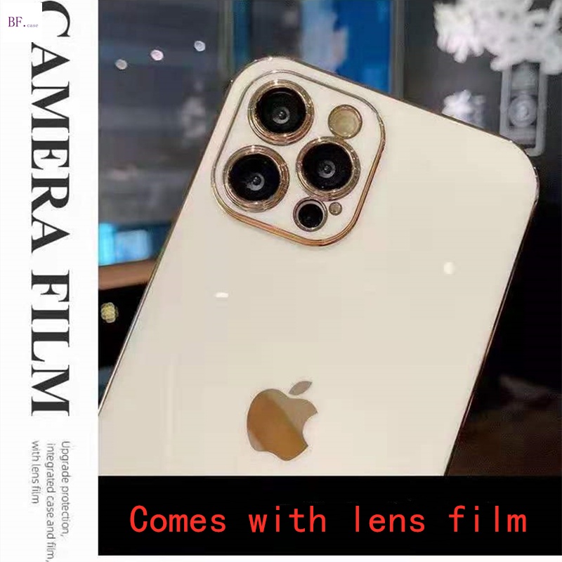 （Comes with Protective Lens Film）Casing Soft Case Electroplating Iphone 12 12pro 12promax 11 Pro Max X XR XSMAX 7plus 8plus 7 8 Full Cover