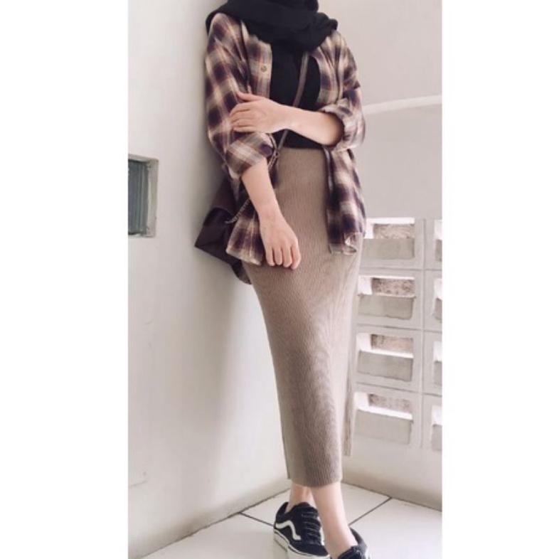 ROK RAJUT PREMIUM ROK SPAN KNIT TEBAL PREMIUM ROK SPAN PANJANG KNIT SKIRT