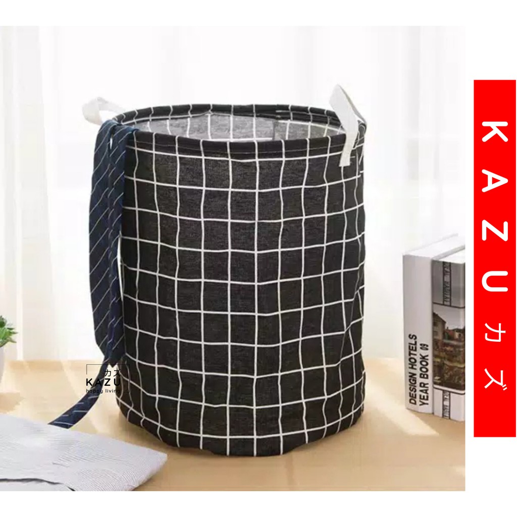 KAZU KHL115 Laundry Bag Canvas Keranjang Cucian Pakaian Kotor Bulat Organizer Home