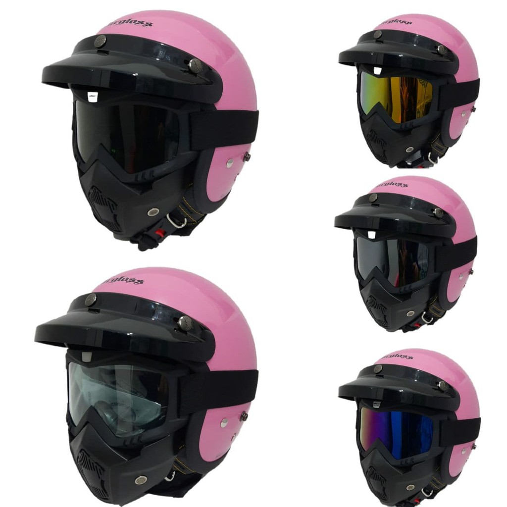 Helm Cargloss Pink Dengan Google Mask