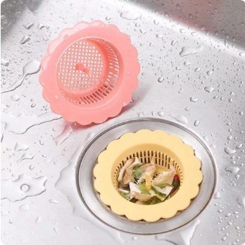 Saringan Afur Bak Cuci Piring Wastafel / Penutup Lubang Saluran Air Dapur Penyaring Kotoran Sampah Sisa Makanan PVC / Drain Sink Strainer Bentuk Bunga