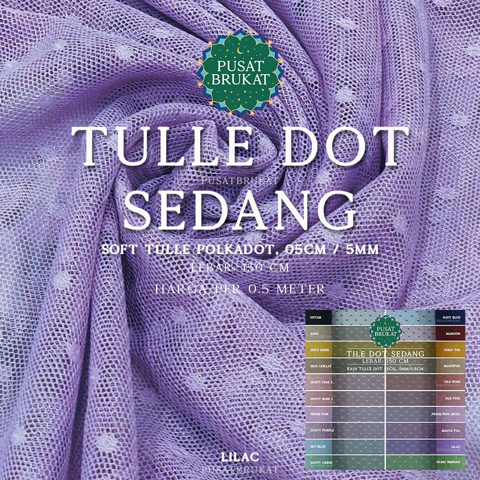 KAIN TILE DOT SEDANG 2 / DOTTY / SOFT TULLE POLKADOT #1, Ø 0.5CM / 5MM, Lebar: 150cm [harga per 0.5m