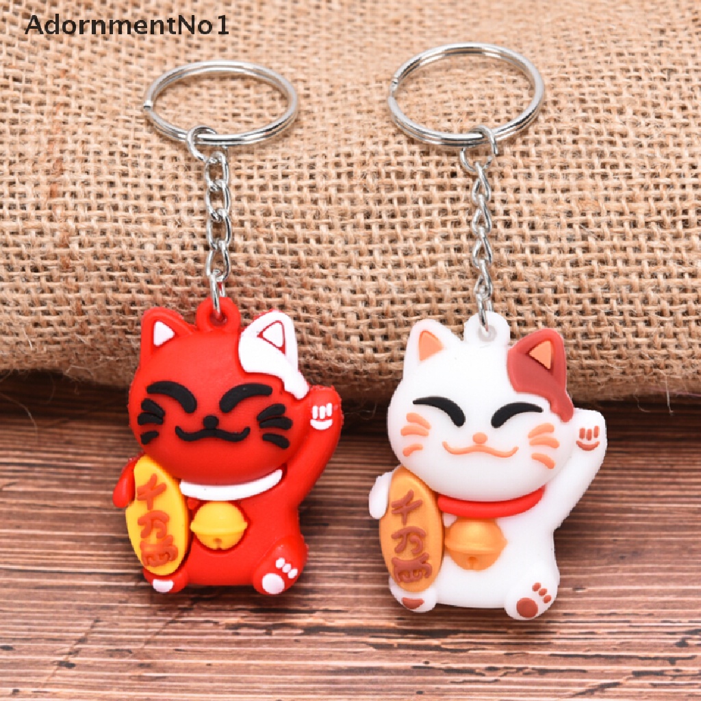 (AdornmentNo1) Gantungan Kunci Bentuk Kucing Keberuntungan Bahan PVC Untuk Souvenir / Hadiah