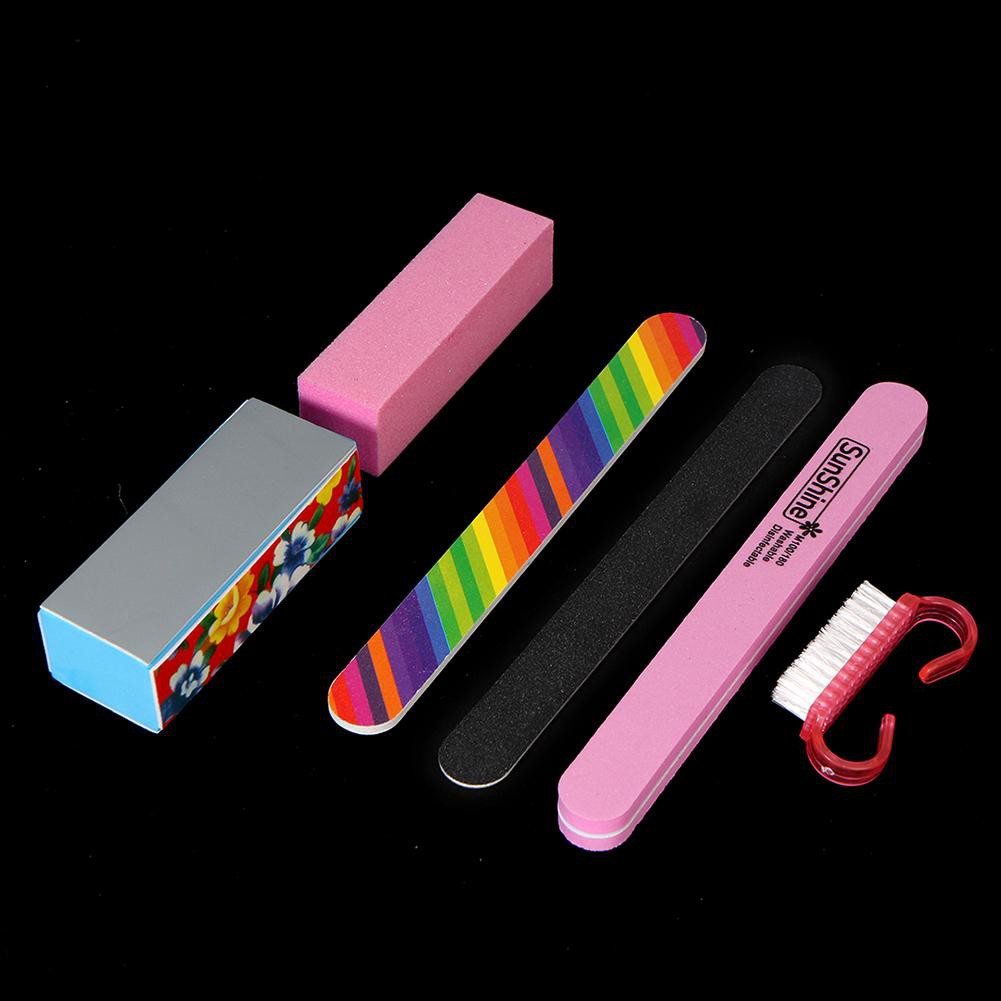 [Bayar Di Tempat] 6 Pcs Nail Art Pengamplasan File Buffer Blok Sikat Pembersih Manicure Tool Kit Set