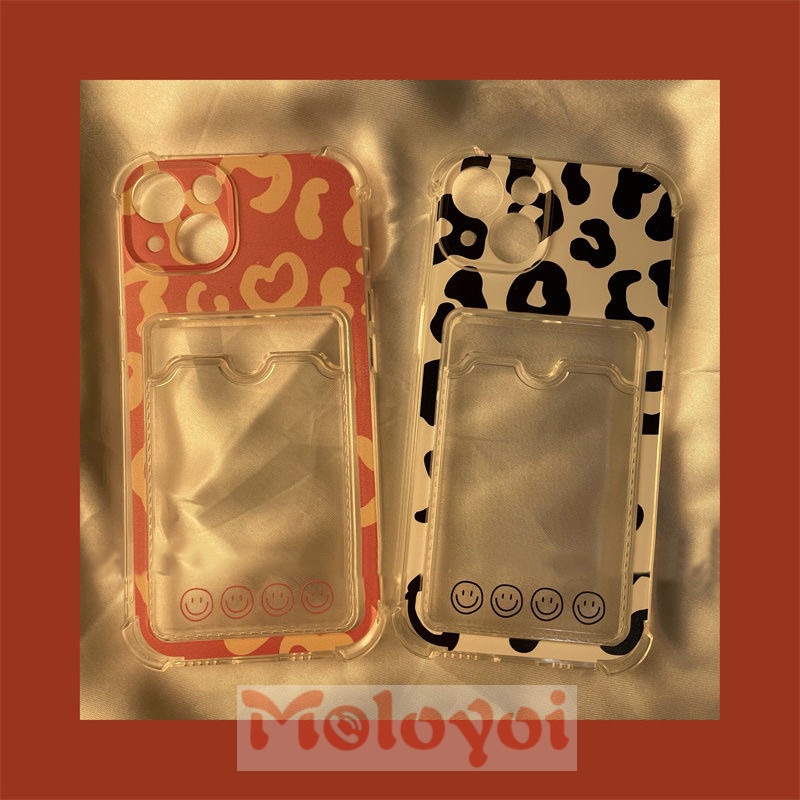 Soft Case TPU Motif Leopard Dengan Slot Kartu Untuk Iphone 11 12 13 Pro Max 7Plus 8 6 6s Plus Xs Max X Xr Se 2020