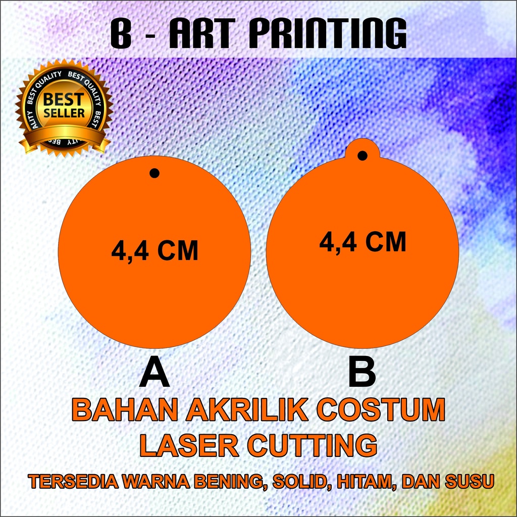 Bahan Akrilik Gantungan Kunci Bulat Cendil Bening/Transparan/Putih Uk. 4.4 X 4.4 cm Tebal 2 mm