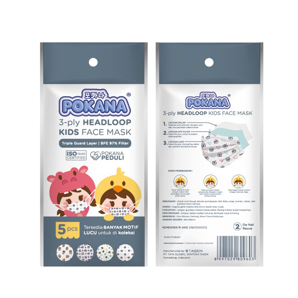 Pokana Mask Kids Headloop Isi 5