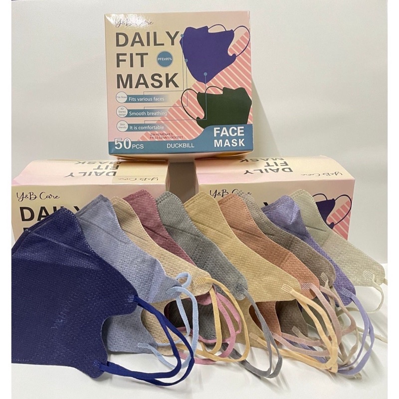 MASKER DUCKBILL Y&amp;B DAILY MIX WARNA EMBOS BOX 50 PCS