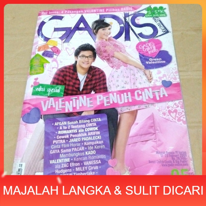 Majalah GADIS No.5 Feb 2009 Edisi VALENTINE AFGAN & OLIVIA JENSEN Langka