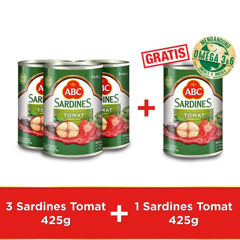 

PROMO ABC SARDEN SAUS TOMAT 425 G - BUY 3 PCS GET 1 PCS FREE TERMURAH