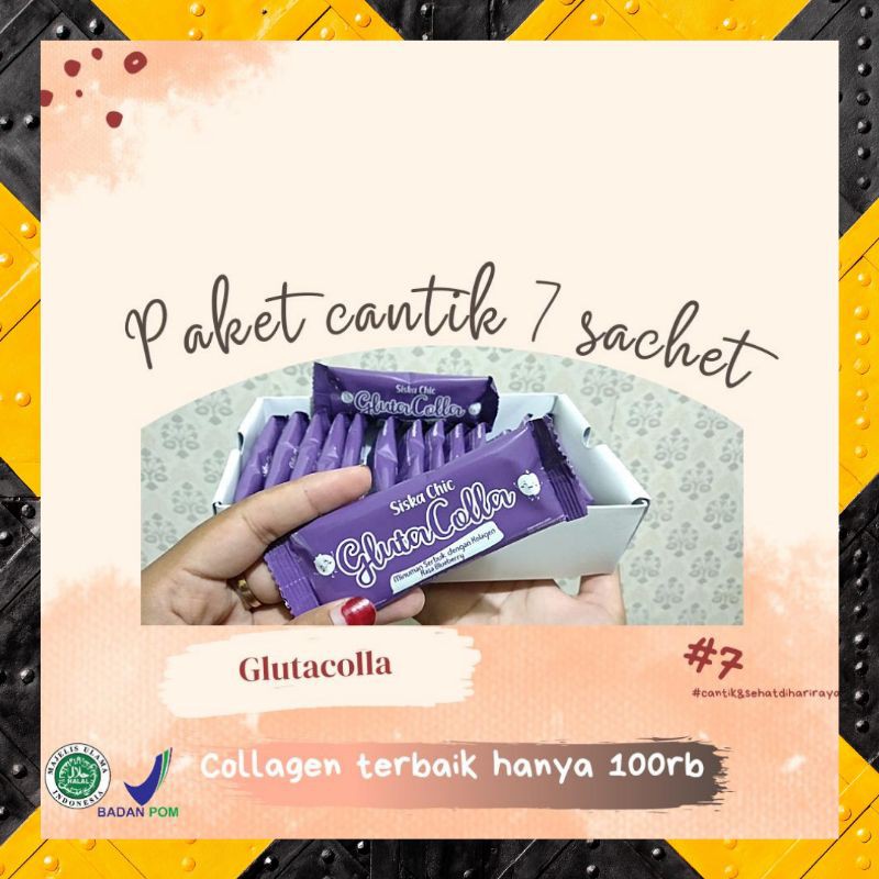 PROMO COLLAGEN GLUTACOLLA SISKA CHIC TERMURAH BPOM PAKET CANTIK HEMAT ISI 7 SACHET BUBUK