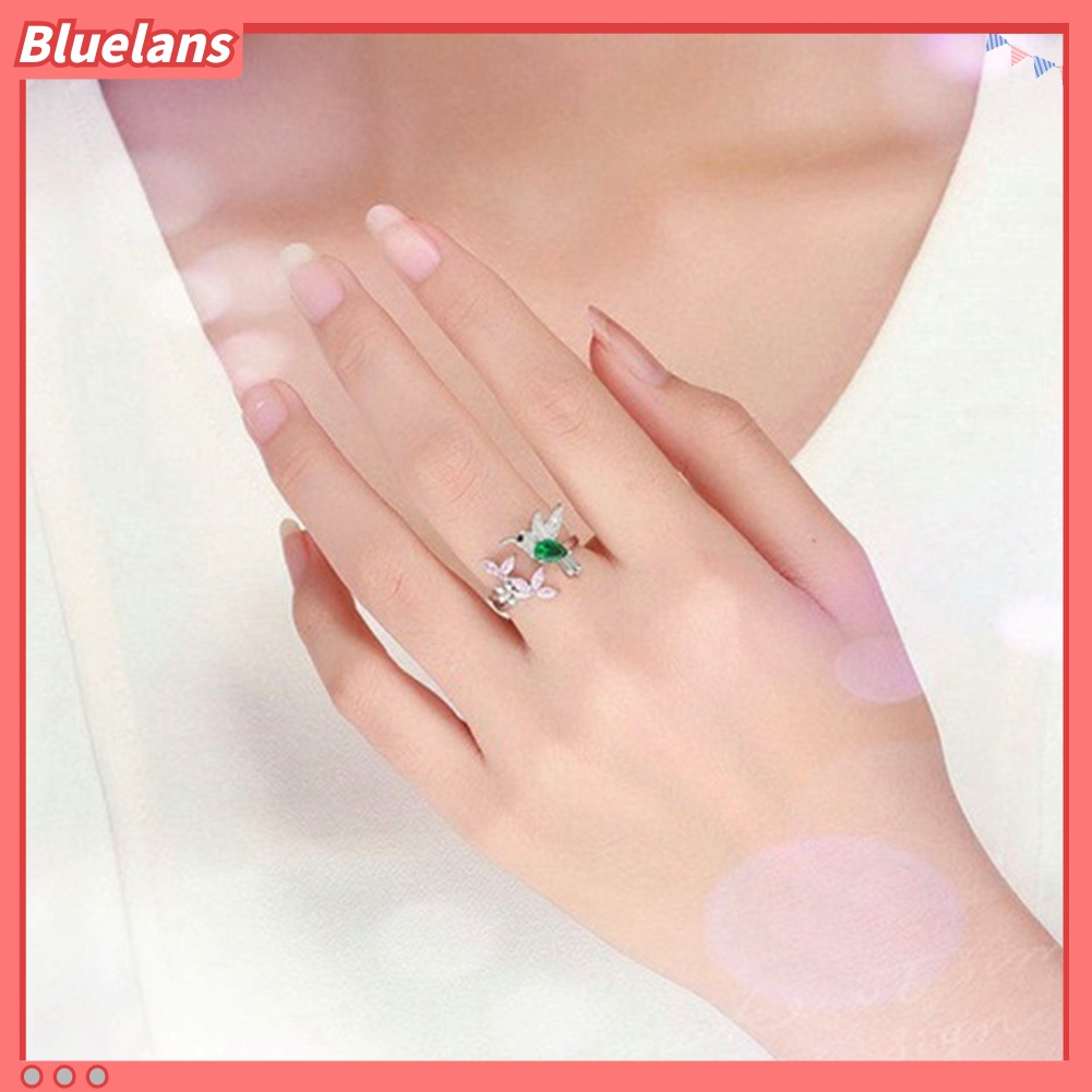 Bluelans Elegant Cubic Zirconia Flower Bird Open Ring Women Party Wedding Jewelry Gift