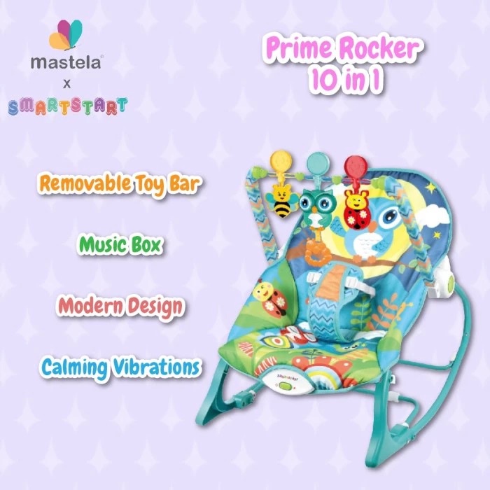 MASTELA Rocker Prime 10in1 Infant To Toddler / Bouncer / Kursi Ayun Bayi - GREY-NIGHT OWL -BLUE-6122