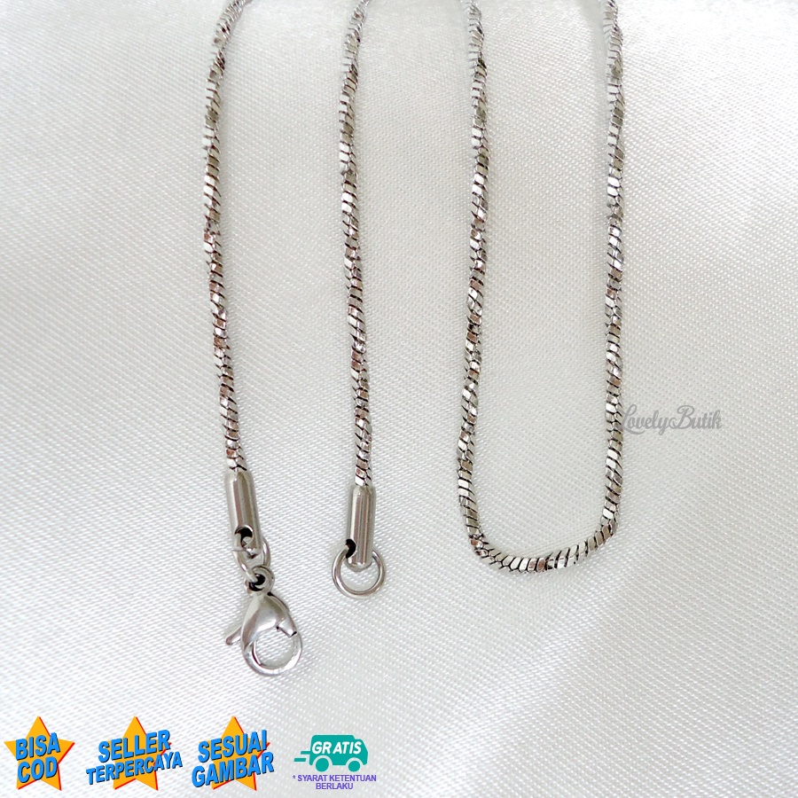 Lovelybutik - Kalung Titanium Rantai Kalung Wanita Titanium Model Terbaru Rantai Melintir Panjang Rantai 45 Cm